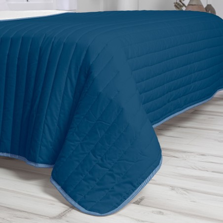 Omkeerbare sprei HappyFriday Basic Dash Wit Marineblauw 270 x 260 cm