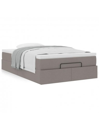  Cadre de lit ottoman avec matelas taupe 120x190 cm tissu