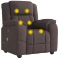 Fauteuil de massage inclinable Marron foncé Tissu