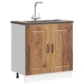 Meuble bas pour évier Kalmar noir 80x46x81,5 cm bois ingénierie