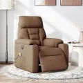 Fauteuil inclinable de massage électrique marron tissu