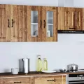 Armoire murale de cuisine avec porte en verre Kalmar vieux bois