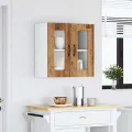 Armoire murale de cuisine avec porte en verre Kalmar vieux bois