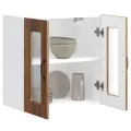 Armoire murale de cuisine avec porte en verre Kalmar vieux bois