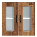 Armoire murale de cuisine avec porte en verre Kalmar vieux bois