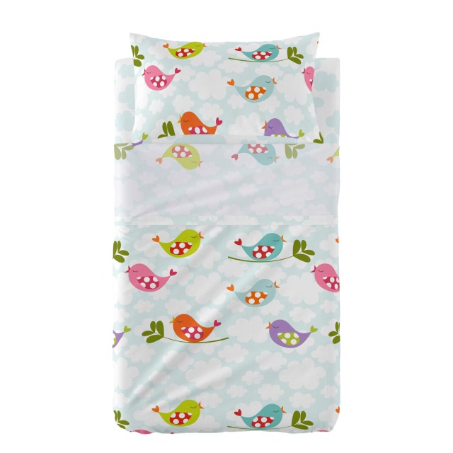 Jeu de draps pour berceau HappyFriday Mr Fox Little Birds Multicouleur