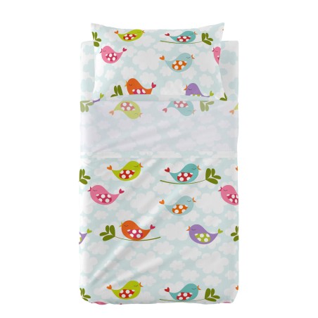 Cot Bedding Set HappyFriday Mr Fox Little Birds Multicolour Baby Crib