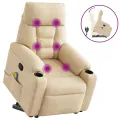 Fauteuil inclinable de massage crème tissu microfibre