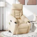 Fauteuil inclinable de massage crème tissu microfibre