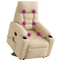 Fauteuil inclinable de massage crème tissu microfibre