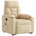 Fauteuil inclinable de massage crème tissu microfibre