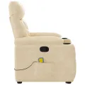 Fauteuil inclinable de massage crème tissu microfibre
