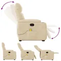 Fauteuil inclinable de massage crème tissu microfibre