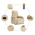 Fauteuil inclinable de massage crème tissu microfibre