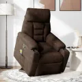 Fauteuil inclinable de massage marron tissu microfibre