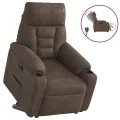 Fauteuil inclinable électrique marron tissu microfibre