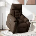 Fauteuil inclinable électrique marron tissu microfibre
