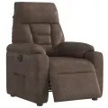 Fauteuil inclinable électrique marron tissu microfibre