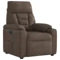 Fauteuil inclinable électrique marron tissu microfibre