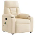 Fauteuil inclinable de massage beige tissu microfibre