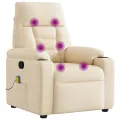 Fauteuil inclinable de massage beige tissu microfibre