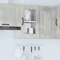 Armoire murale de cuisine avec porte en verre Kalmar gris béton