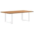 Table à manger marron clair bois de chêne massif rectangulaire