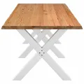 Table à manger marron clair bois de chêne massif rectangulaire