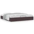  Cadre de lit ottoman sans matelas marron foncé 180x200 cm tissu