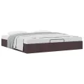  Cadre de lit ottoman sans matelas marron foncé 180x200 cm tissu