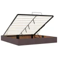 Cadre de lit ottoman sans matelas marron foncé 180x200 cm tissu