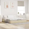  Cadre de lit ottoman sans matelas crème 180x200 cm tissu