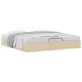  Cadre de lit ottoman sans matelas crème 180x200 cm tissu