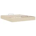  Cadre de lit ottoman sans matelas crème 180x200 cm tissu