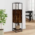 Buffet haut chêne fumé 35,5x35x139 cm bois d'ingénierie métal