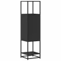 Buffet haut noir 35,5x35x139 cm bois d'ingénierie et métal