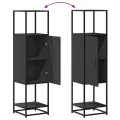 Buffet haut noir 35,5x35x139 cm bois d'ingénierie et métal