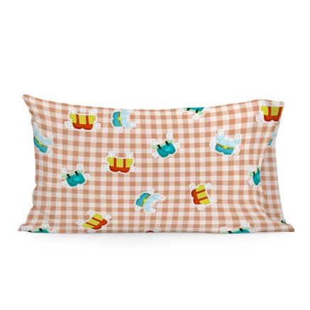 Funda de almohada HappyFriday Mr Fox Piggys Vichy Multicolor 50 x 75 c