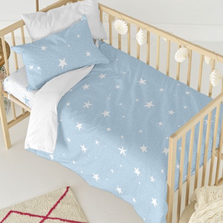 Dekbedovertrek set HappyFriday Basic Kids Blauw Wieg voor baby's 2 Ond