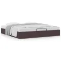  Cadre de lit ottoman sans matelas marron foncé 160x200 cm tissu