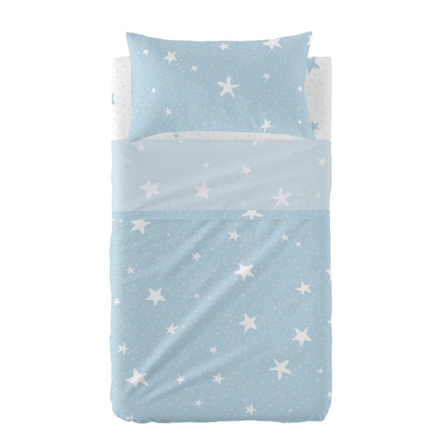 Jeu de draps HappyFriday Basic Kids Little star Bleu Lit de bébé 2 P