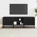 Meuble TV noir 120x35x41 cm bois d'ingénierie et métal