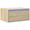 Table de chevet murale avec lumières LED chêne sonoma