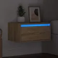 Table de chevet murale avec lumières LED chêne sonoma