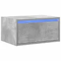 Table de chevet murale avec lumières LED gris béton