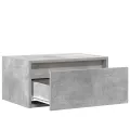 Table de chevet murale avec lumières LED gris béton