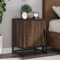 Table de chevet chêne marron 40x31x50cm bois d'ingénierie métal