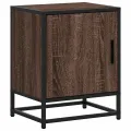 Table de chevet chêne marron 40x31x50cm bois d'ingénierie métal