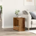 Table d'appoint chêne artisanal 50x26x50 cm bois d'ingénierie