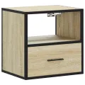 Table de chevet murale chêne sonoma 40x31x39,5 cm